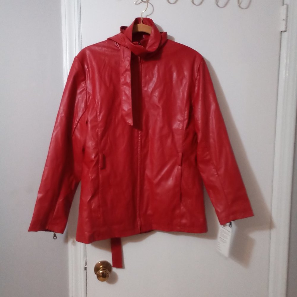 Ladies Vintage Faux Red Leather Coat